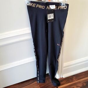 Nike Pro Full Length Training Gold and Black Leggings